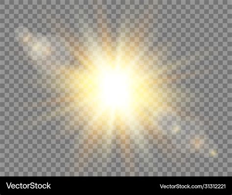 Sunshine with rays on transparent background sun Vector Image