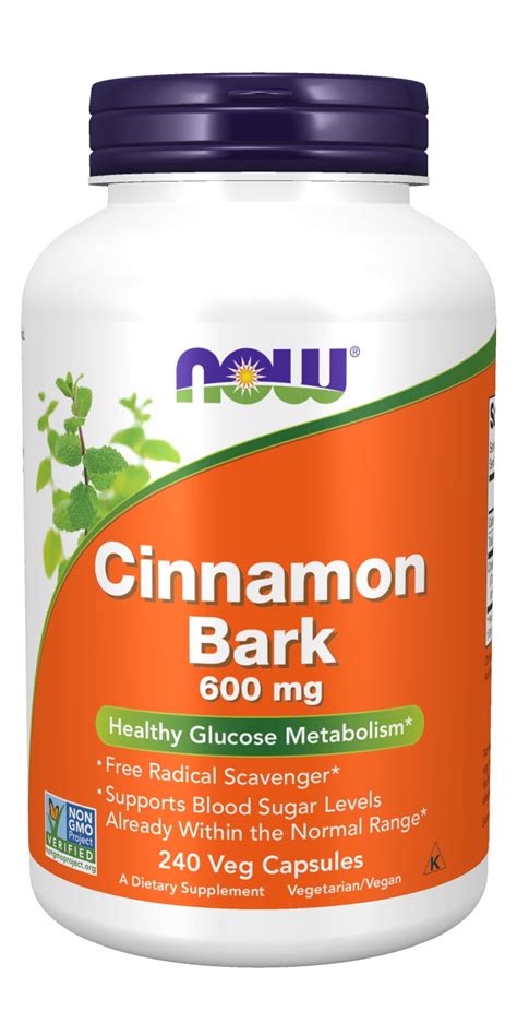 NOW Supplements, Cinnamon Bark 600 mg, Non-GMO Project Verified ...