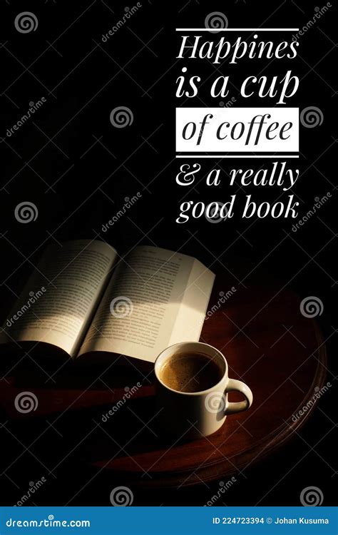 Coffee and book quotes stock photo. Image of library - 224723394