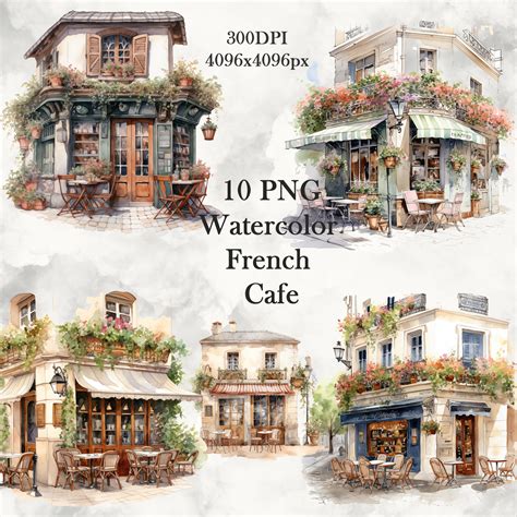 Watercolor French Cafe Clipart - Etsy