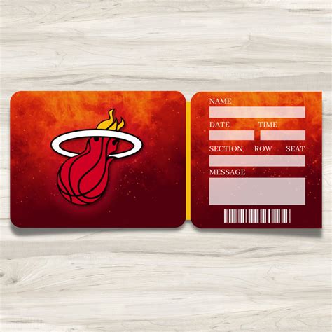 Printable Miami Heat Tickets Basketball NBA Faux Game Tickets | Etsy