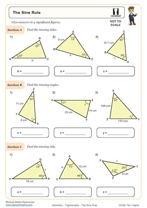 The Sine Rule Worksheet | Cazoom Maths Worksheets