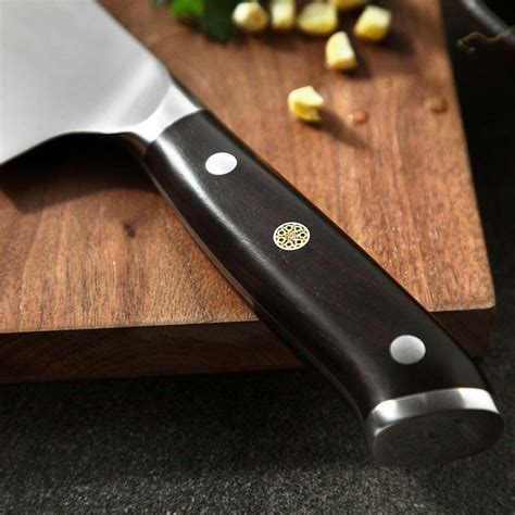 German Steel Kitchen Chef Knife with Natural Ebony Wood Handle