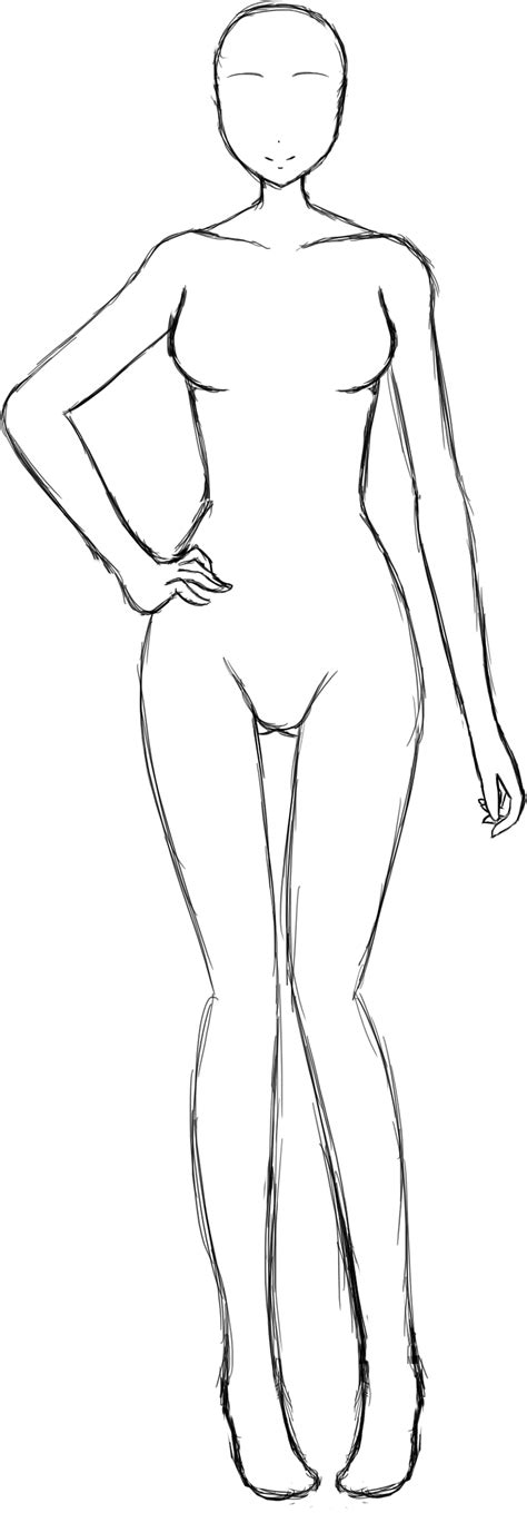 a drawing of a woman's body with her hands on her hips