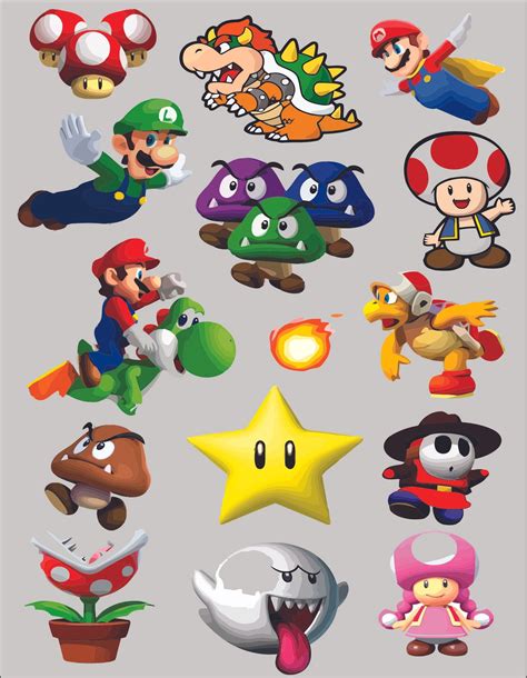 Mario Characters Super Mario Bros Arcade Game Wall Sticker Art Design ...