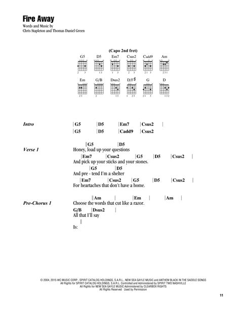 Fire Away by Chris Stapleton - Guitar Chords/Lyrics - Guitar Instructor