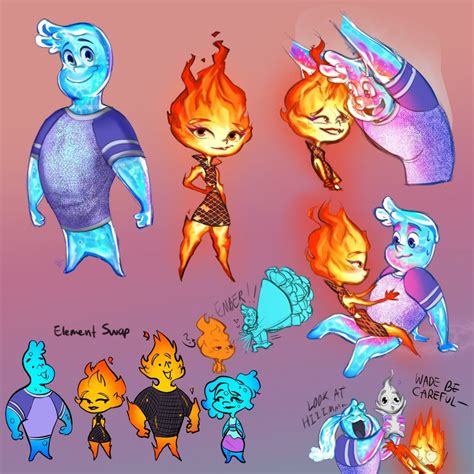 an image of some cartoon characters with fire and ice on their faces ...