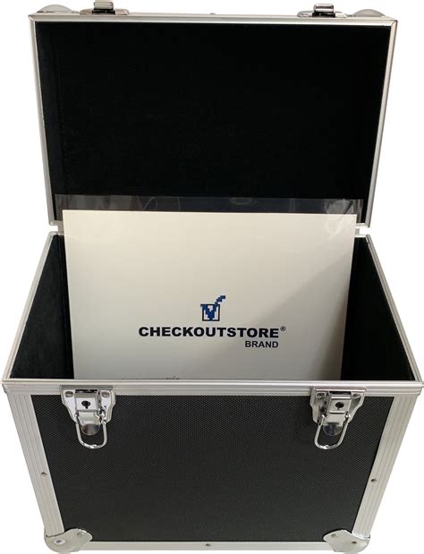 CheckOutStore Black Aluminum 12" LP Vinyl Record Storage Box (Holds 50 ...