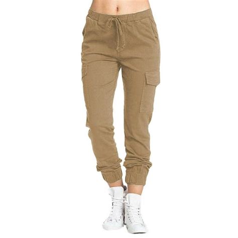 Dtydtpe cargo pants Ladies Multi Pocket Cargo Casual Pants Elastic ...