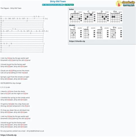 Chord: Dirty Old Town - tab, song lyric, sheet, guitar, ukulele ...