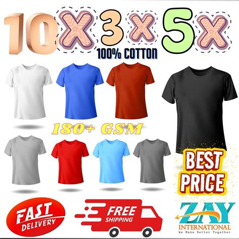 3X 5X 10X Packs Bundle Men's Heavy Premium Cotton Plain Blank T-shirt ...