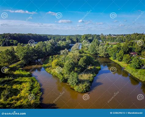 A Photo from a Drone Showing the Warta River in Central Poland. Stock ...