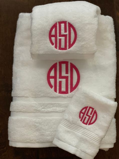 Monogrammed Bath Towel Set, Monogrammed 3 Piece Towel Set, Personalized ...