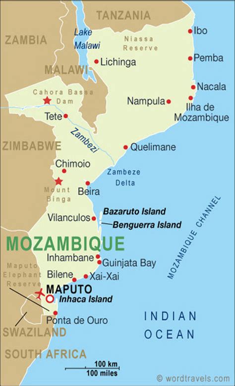 Mozambique Map, Mozambique Travel Maps from Word Travels