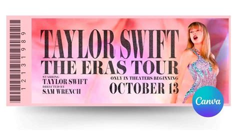 Memorabilia Taylor Swift The Eras Tour Movie Film Tickets Printable