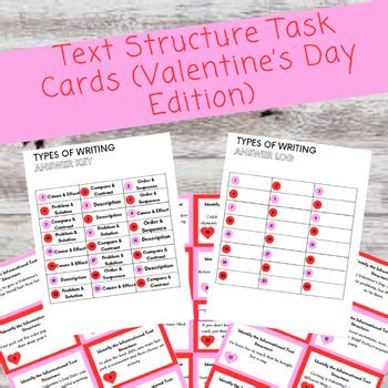 Informational Text Structure Task Cards - Valentine's Edition | TPT