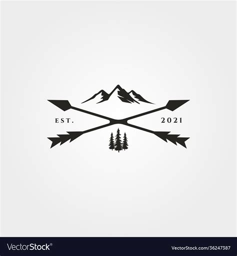 Arrow cross adventure outdoor logo vintage symbol Vector Image