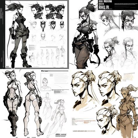 How to make a sci-fi character concept art sheet in MidJourney - Prompt ...