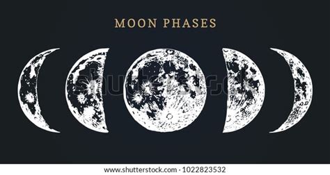 Moon Phases Image On Black Background Stock Vector (Royalty Free ...