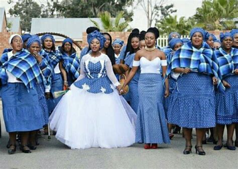 Bluetiful shweshwe bridal procession Setswana Traditional Dresses ...