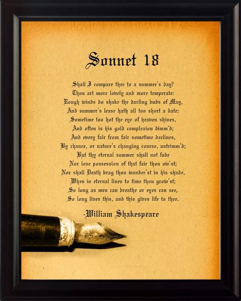 William Shakespeare Sonnet 18 Poster, Print, Picture or Framed ...