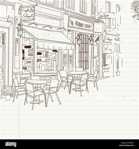 cafe street, sketch a drawing on paper Stock Vector Image & Art - Alamy