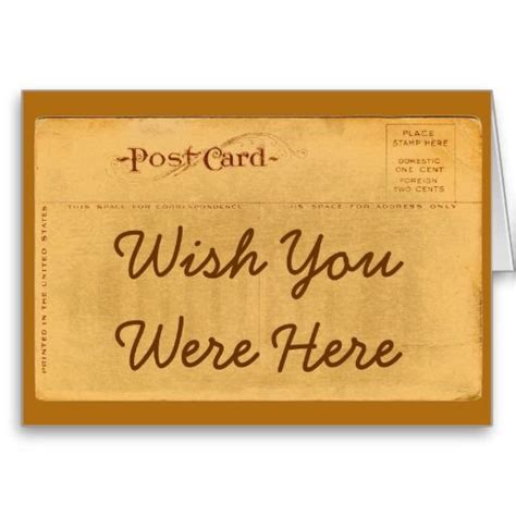 Wish You Were Here Vintage Postcard Greeting Card | Zazzle.co.uk | Wish ...