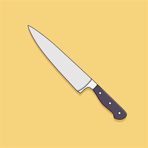 Kitchen Knife Vector Icon Illustration with Outline for Design Element ...