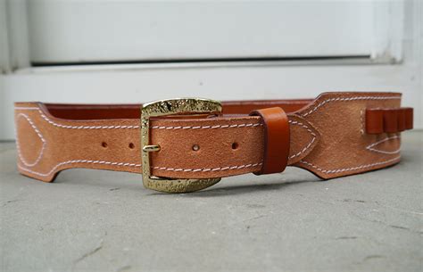 Clint Eastwood Western Cowboy Gun Belt Holster Belt - Rough Out Leather ...