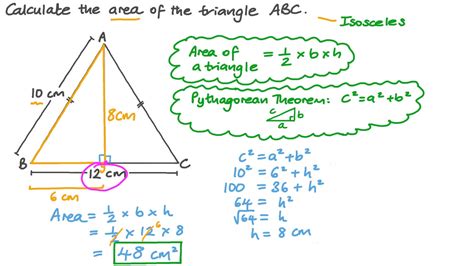 Question Video: Finding the Area of an Isosceles Triangle | Nagwa