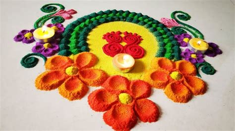 Beautiful Rangoli Design For Lakshmi Puja/Diwali lakshmi Puja Rangoli ...