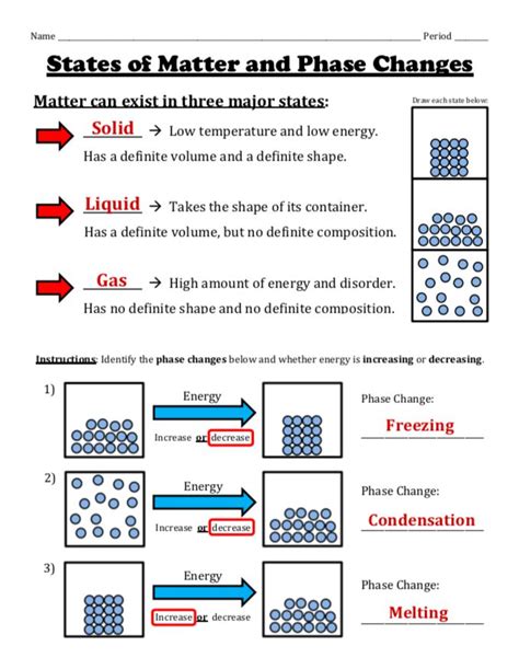 States of Matter and Phase Changes -- Worksheet Set