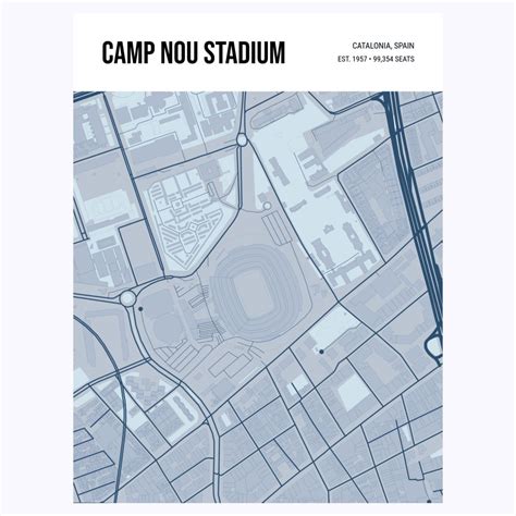 Camp Nou Stadium Poster - Street Map - Custom Design by You