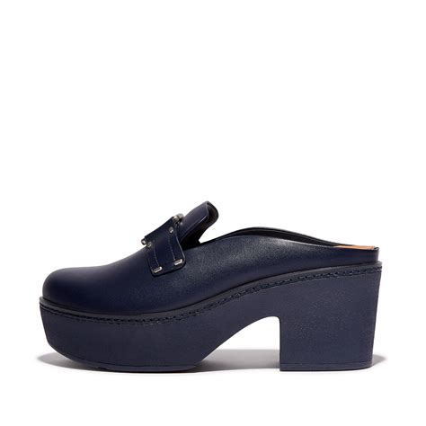 Women's Pilar Stud-Buckle Leather Platform Mules | FitFlop US