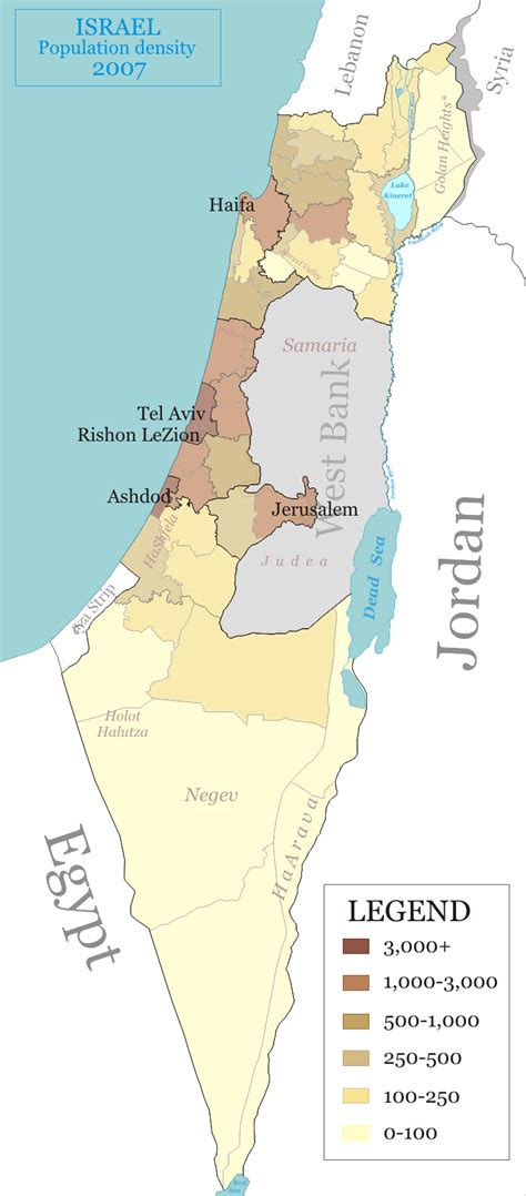 Israel Population Density Map • Mapsof.net