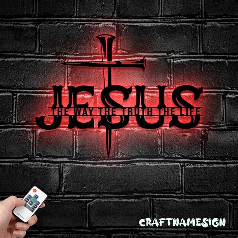 Jesus the Way the Truth the Life Metal Wall Art LED Light Christ Sign ...