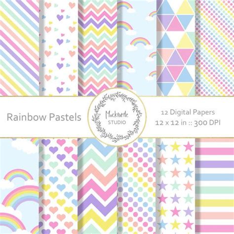 Rainbow digital paper - Rainbow clipart - Scrapbook paper, Rainbow ...