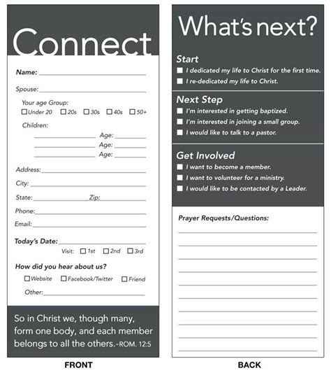 Connection Card Connection Card | Outreach | Church marketing, Church ...