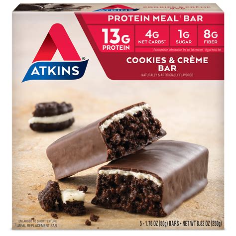 Buy Atkins Cookies & Creme Protein Meal Bar, High Fiber, 13g Protein ...