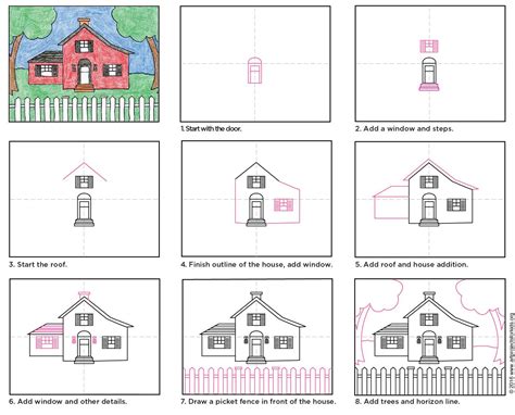 Easy How to Draw a Country House Tutorial and Coloring Page | Art ...