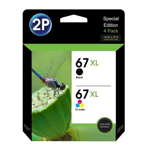 67 XL Ink Cartridges Black/Tri-Color Replacement for HP Ink 67XL Used ...