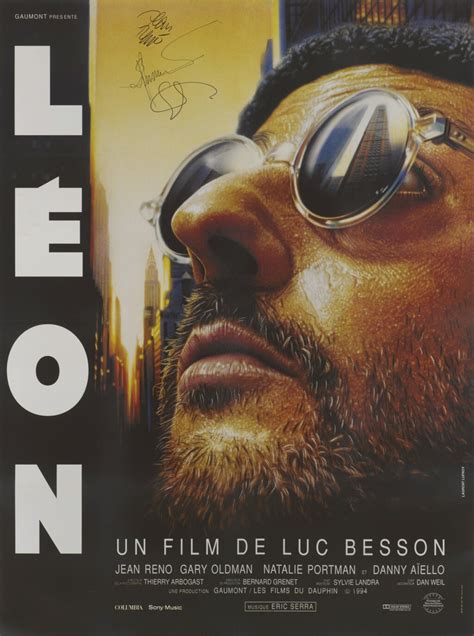 LEON (1994) POSTER, FRENCH, SIGNED BY LUC BESSON; JEAN RENO AND GARY ...