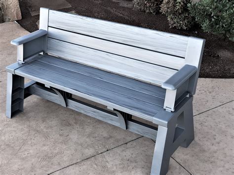 Convert-A-Bench Folding Picnic Table Bench, Platinum Gray - Walmart.com