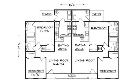 Duplex plan J891d | Duplex floor plans, Small house blueprints, Duplex ...