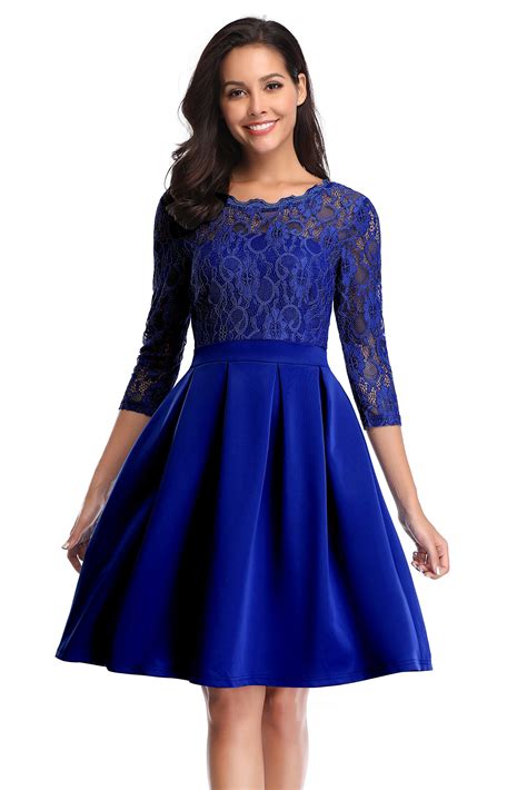 Sexy Short Royal Blue Cocktail Dresses with Half Sleeves Women Knee ...