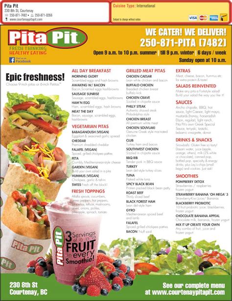 Printable Pita Pit Menu - Printable Word Searches