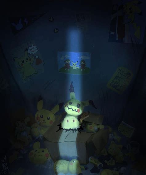 Mimikyu in an dark room full of Pikachu stuff | Mimikyu | Mimikyu ...