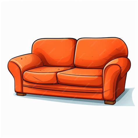 Premium AI Image | Colorful Cartoon Orange Sofa On White Background