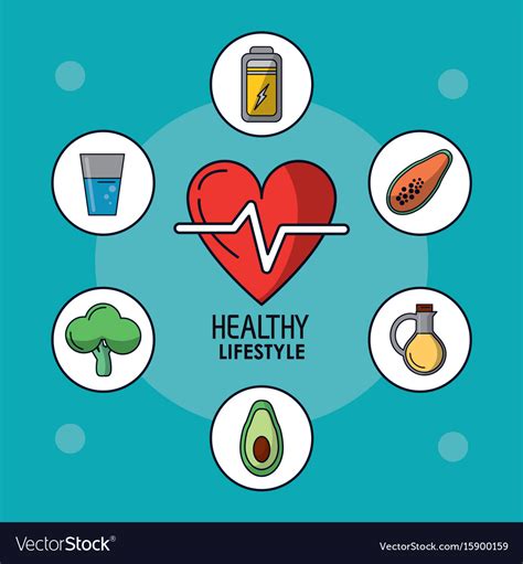 Blue poster of healthy lifestyle with heart pulse Vector Image