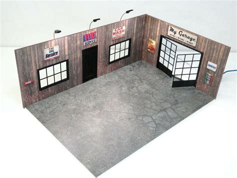 Diorama Model Kit in Scale 1:18 Auto Garage LED Lights PVC Display ...